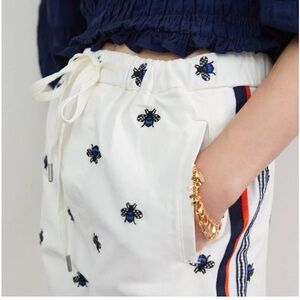 MAEVE by Anthropologie NWT Embroided Track Pants- Bee print Side Stripes Size M